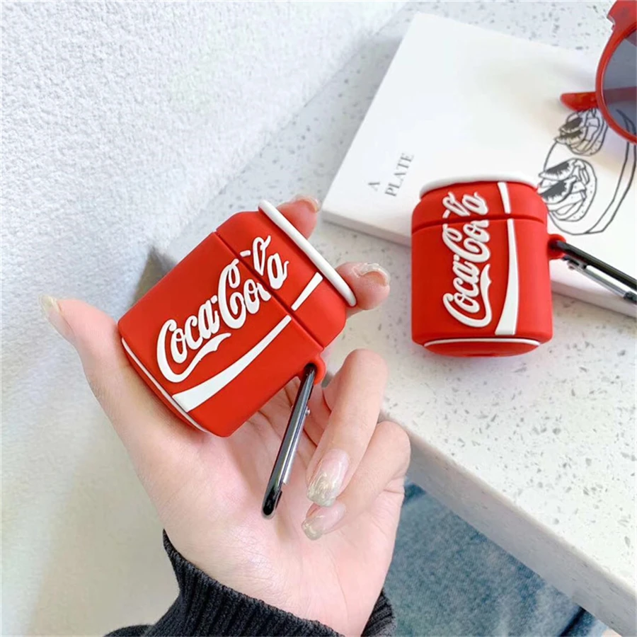 Для AirPods чехол 3D Симпатичные печенье Cola гамбургер наушники чехол s для Apple Airpods 2 забавные защитную крышку чехол для телефона с кольцевым ремень
