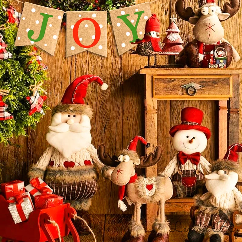 Украшения для рождественской вечеринки в горошек Joy льняные подвесные флажки