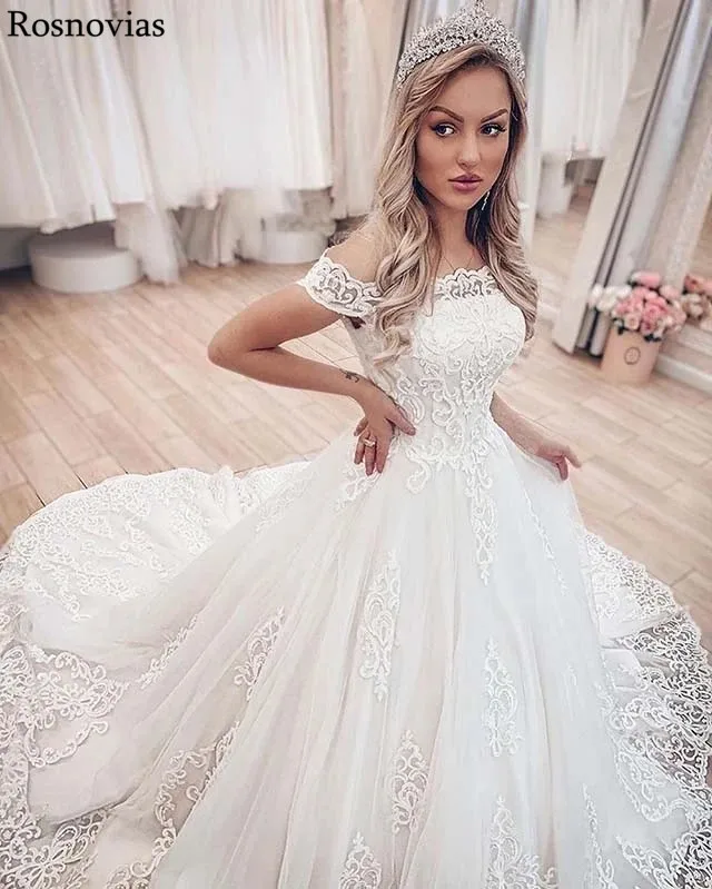 Элегантные Свадебные платья с кружевами и аппликацией Лодочка Романтические