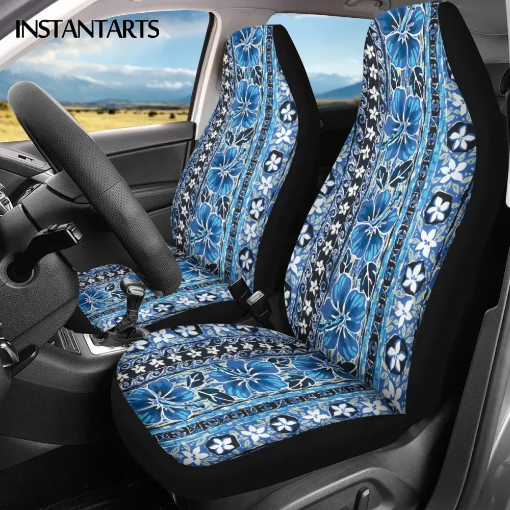 

INSTANTARTS Hibiscus Flowers Printed Easy to Install Car Accessories Automobile Seat Protector Anti-Slip Car Interior Decor Soft