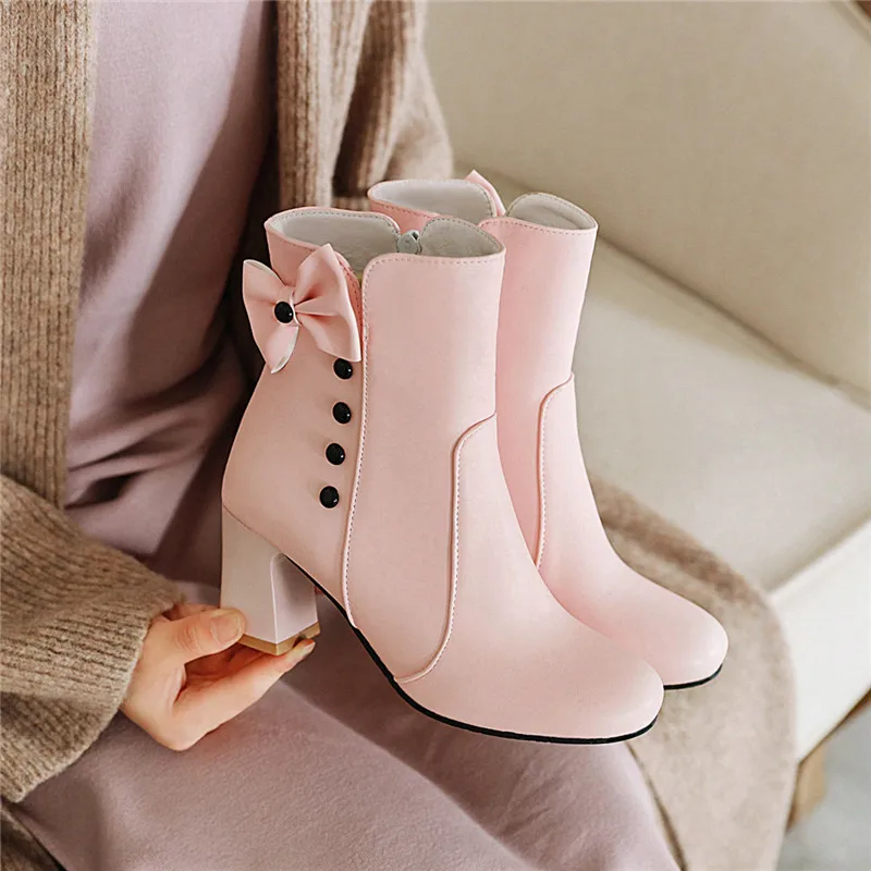 YMECHIC/Модная Милая женская обувь в стиле Лолиты с бантом вечерние женские ботинки