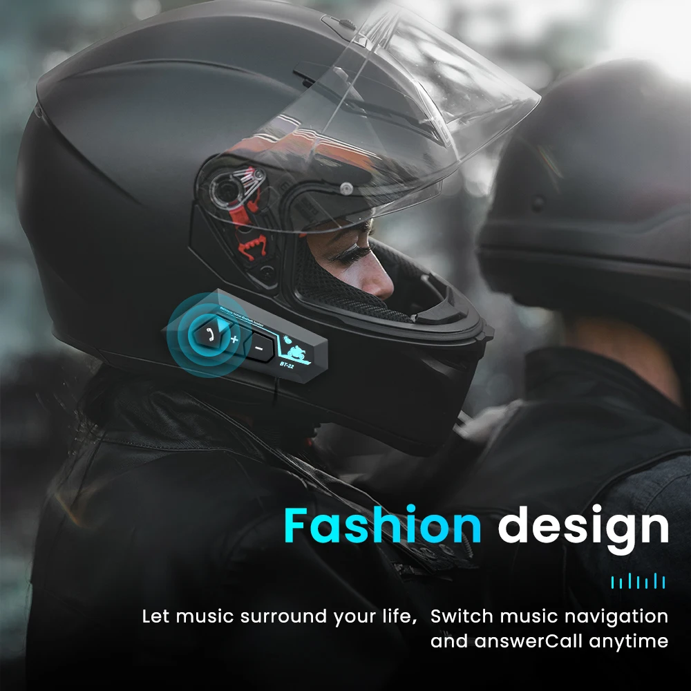 

Waterproof Wireless Free Headset Microphone Headphones Helmet Motorbike 5.0 BT-22 EDR