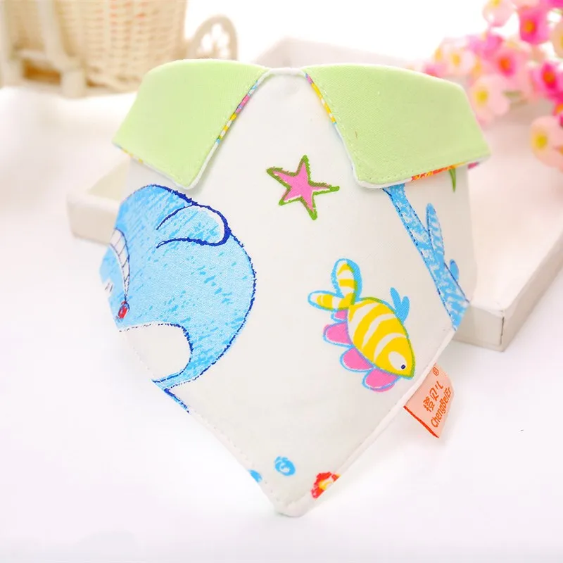 Baberos adorables para beb&eacute; reci&eacute;n nacido, accesorios de alimentaci&oacute;n, estampado de dibujos animados de animales, algod&oacute;n, solapa triangular, Bandana, novedad-1