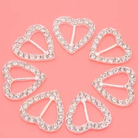 10pcslot 20mm heart rhinestone metal buckle for ribbon slider bow decoration diy hair bag webbing accessories with crystals