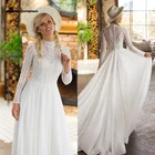 Lakshmigown Boho кружевное свадебное платье с одежда с длинным рукавом с высокой шеей шифоновый свадебное пляжное платье Простые Свадебные платья халат de Mariage