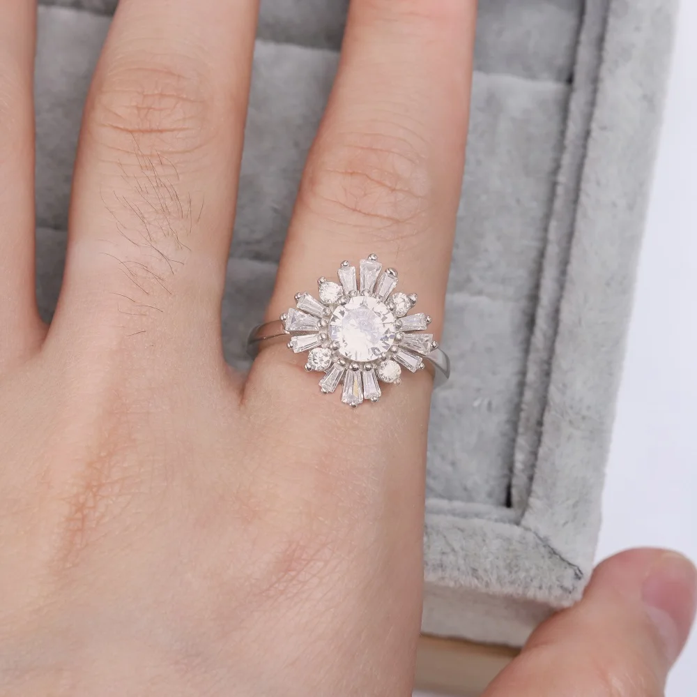 

Best selling European and American S925 silver fashion wedding ring zircon snowflake crystal luxury jewelry women's gifts