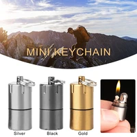 mini lighter keychain without gasoline kerosene oil for outdoor capsule cigarette lighters metal pendant portable key ring tools