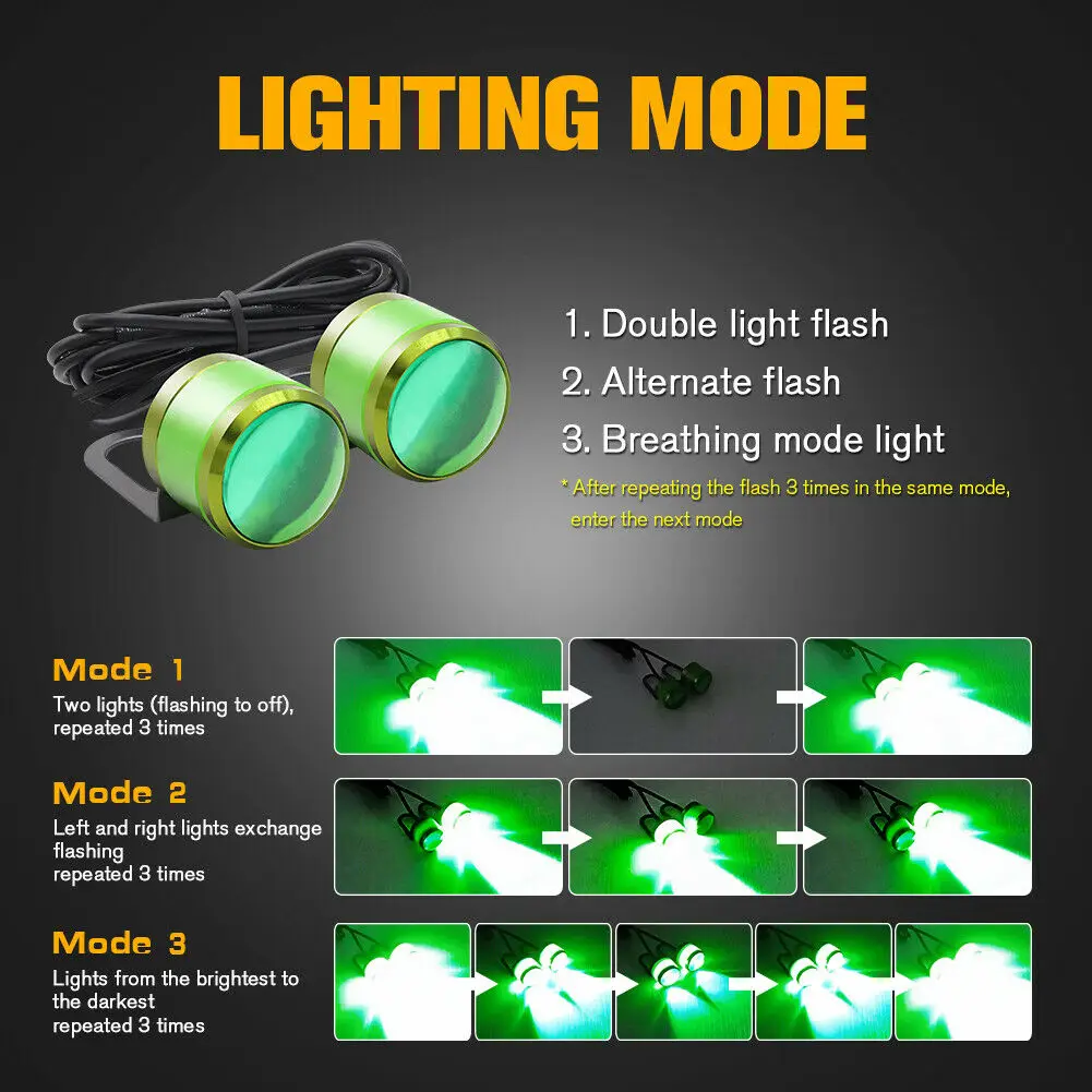 

L Eagle Eye Lights 5730 Chips DC 12V Waterproof 10x IP67 Green 5W Each LED Daytime