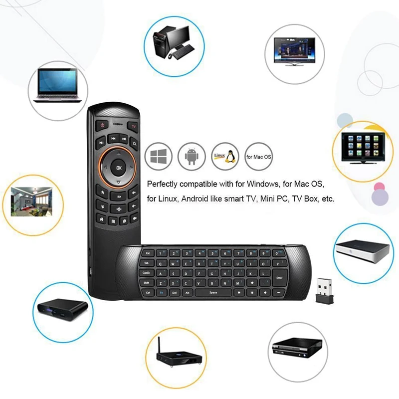 Мини 2 4 GHz Беспроводная QWERTY клавиатура Air Mouse пульт дистанционного управления для