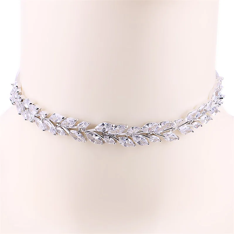 white gold MIEG золотистый элегантный браслет дизайн Искрящийся фианит CZ ожерелье из циркона ожерелья для женщин - Окраска металла: white gold