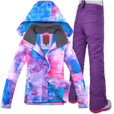 2019 GSOU зимний женский лыжный костюм сноуборд куртка брюки ветрозащитный