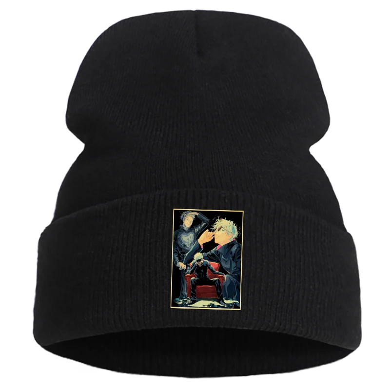 

JUjutsu Kaisen Anime Gojo Satoru Print Winter Hats for Women Beanie Keep Warm Skullies & Beanies
