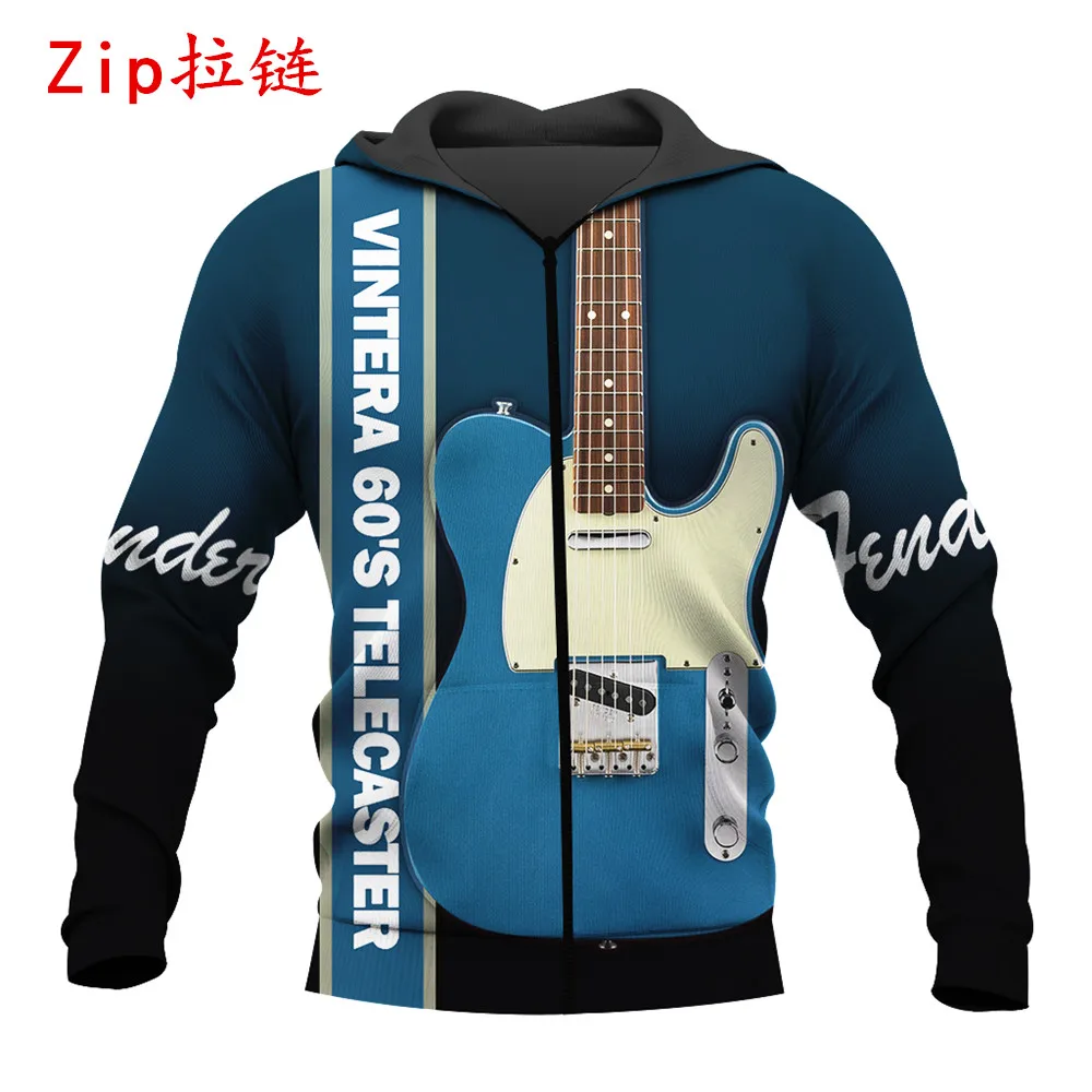 schöne elektrische gitarren 3d alle über gedruckt mens zip hoodies herbst unisex mode lässig sweatshirt hip hop hoodie llj050 free glob
