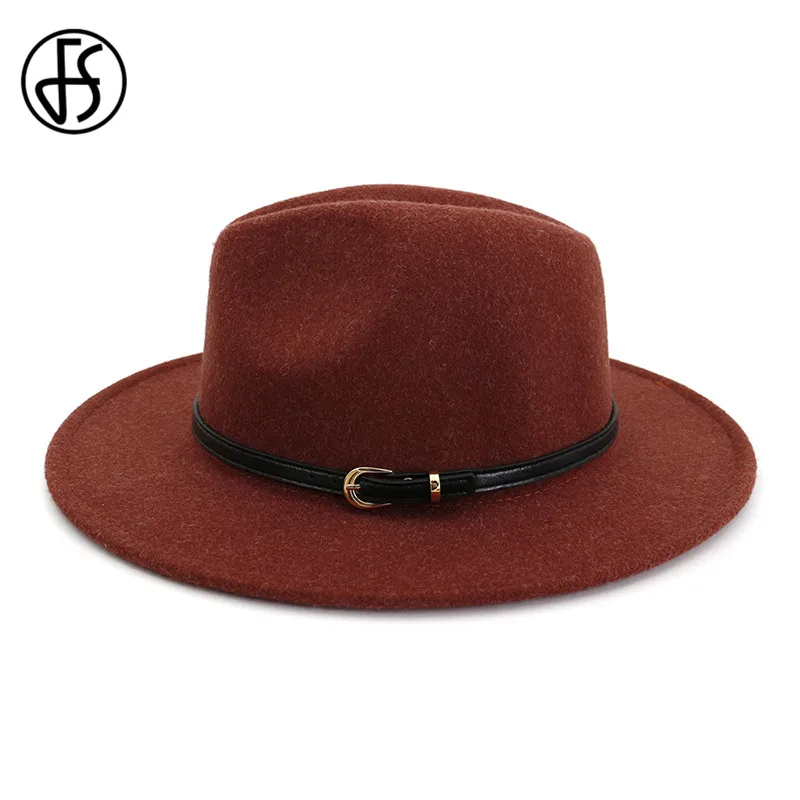 FS бежевый белый шерстяной джазовый шляпа Для мужчин женщин с Широкими Полями