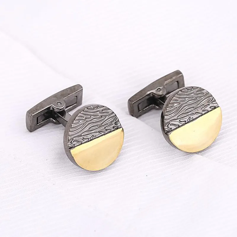 

Metal cufflinks iron round double-color frosted French cuffs cool antique black metal cufflinks