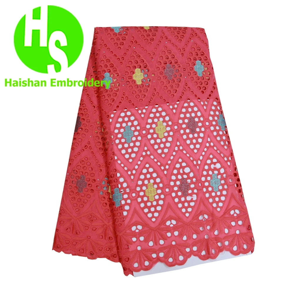 

HS Lace Fabric for Dresses tissus broderie dubai Swiss Voile Lace in Switzerland Cotton African White Dry Swiss Lace Fabric