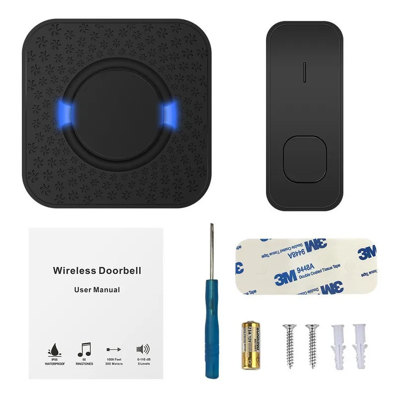 Автономный водонепроницаемый беспроводной дверной звонок светильник без