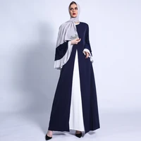 fake two pieces hit color mulsim dresses abaya dubai kaftan muslim abaya women casual robe femme caftan islam clothes wy331