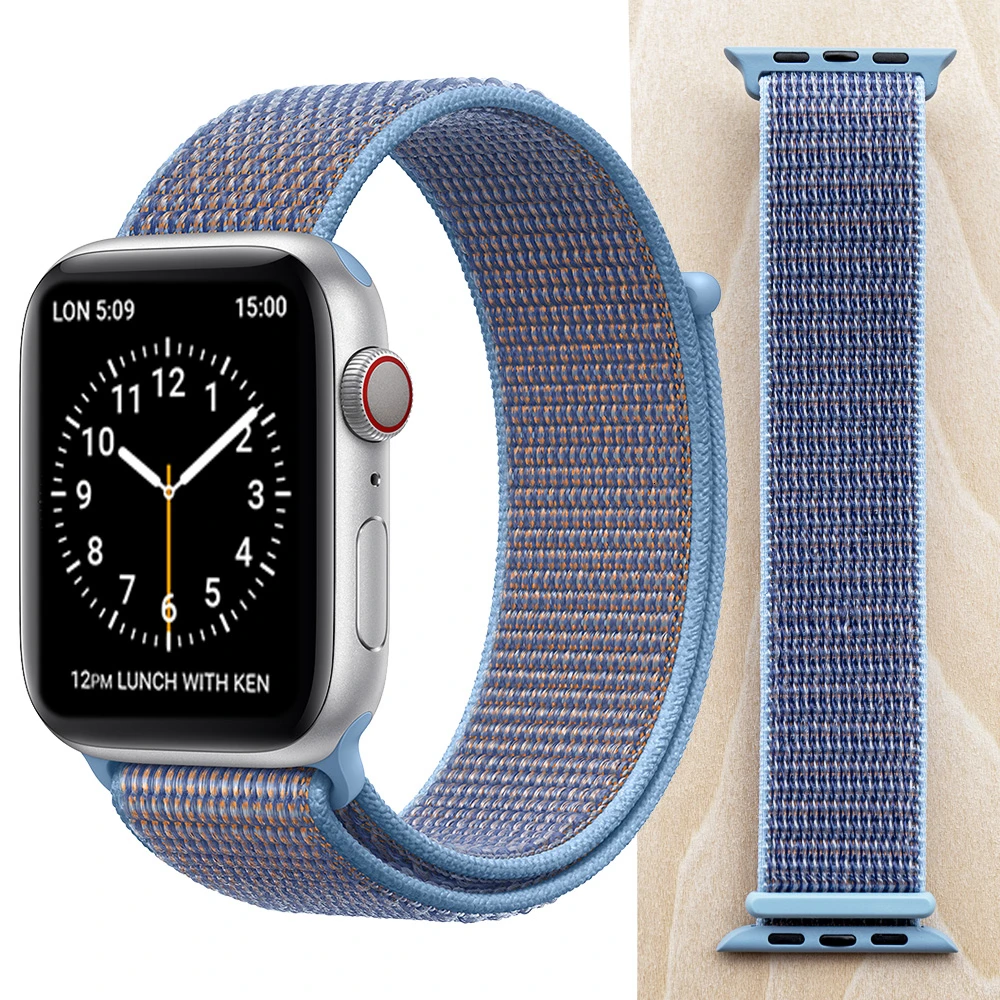 Высококачественный нейлоновый спортивный ремешок для Apple Watch, ремешок 44 мм, серия 5, 4, 3, 2, 1, дышащий тканый ремешок 42 мм, iwatch 40 мм, 38 мм - Цвет ремешка: Cerulean