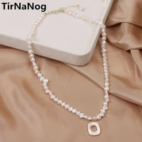 han edition baroque natural freshwater pearl necklace fashion simple geometric square brief paragraph pendant chain of clavicle