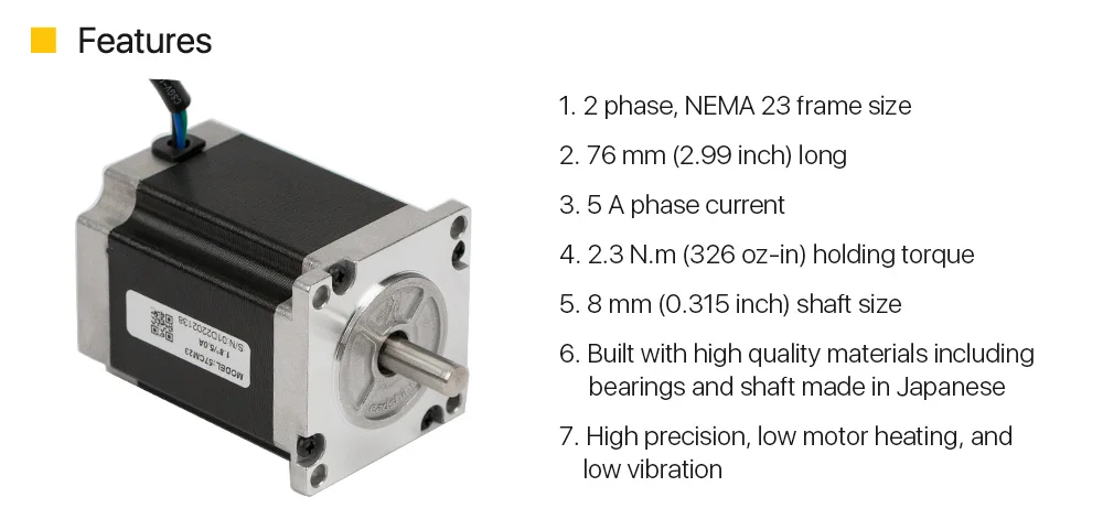 Leadshine 2 фазы шаговый двигатель 57CM23 для NEMA23 5A Длина 76 мм вал 8 мм