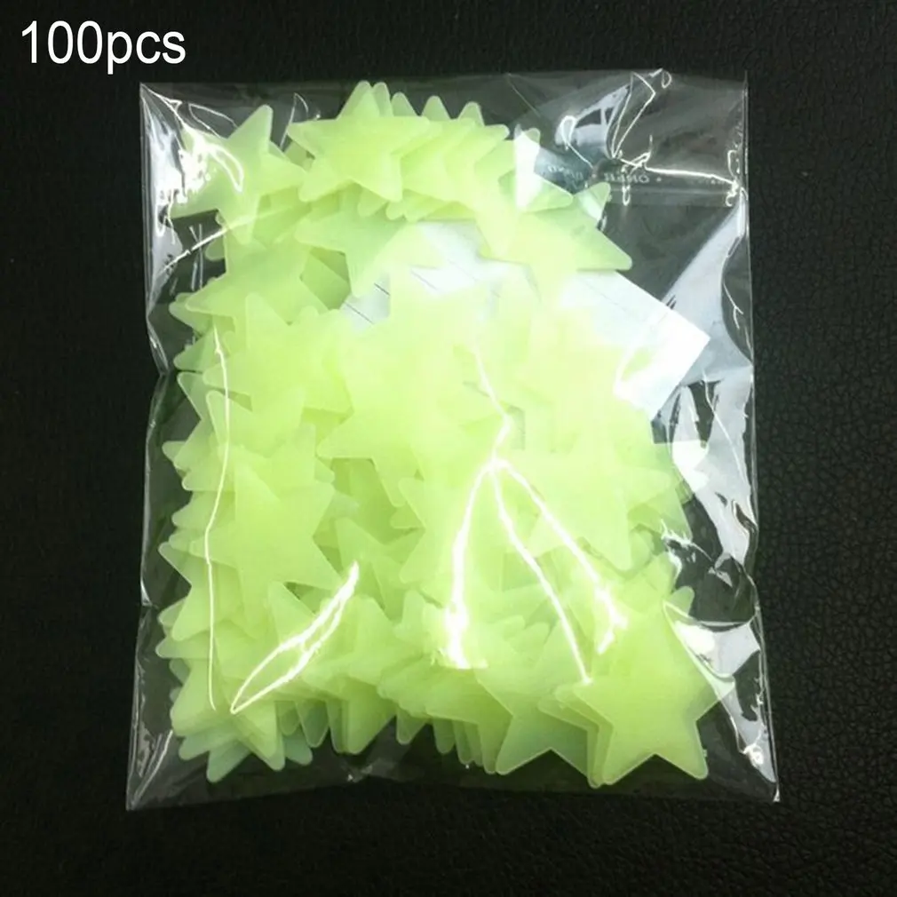 

100pcs 3CM 3D Luminous Star Wall Sticker Fluorescent Kids Bedroom Ceiling Home Dark Star Wall Stickers Festivel Decor