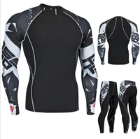 mens tracksuit 3d prints tight rash guard compression sport suit men mma running body building top fitness sports set