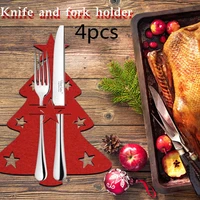 4pcs new cover christmas tree shape cutlery knife and fork cover diy tableware decoration christmas home decoration navidad