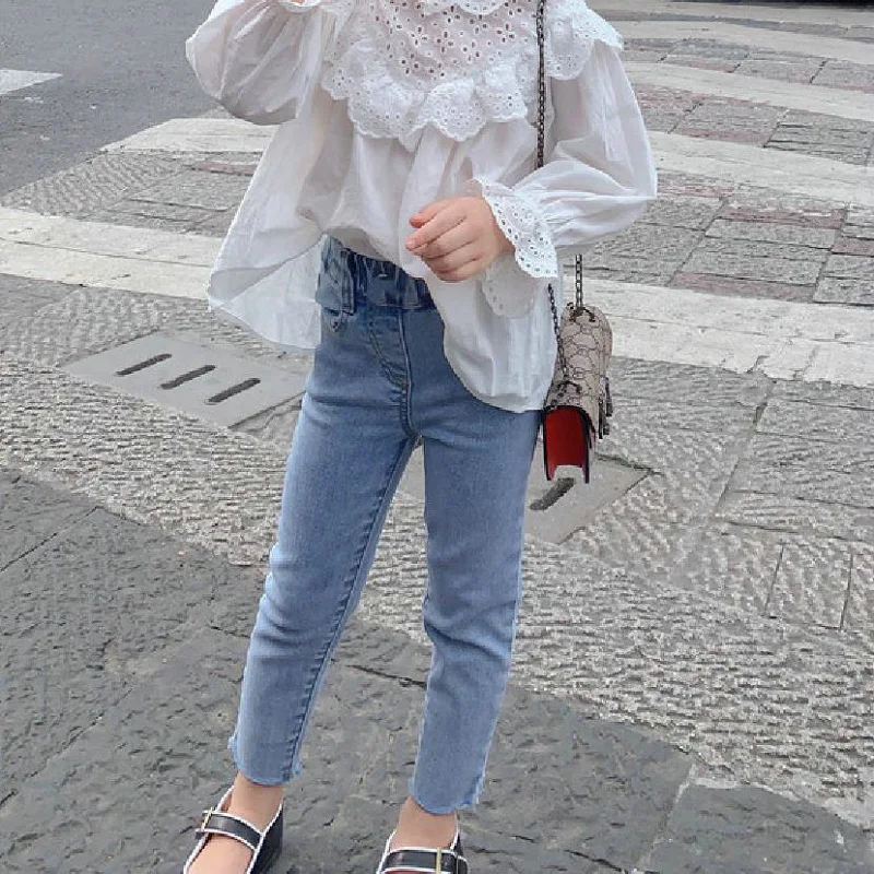 

Pants Ankle Length Elastic Waist Skinny Solid Cotton New Fashion Comfortable Cute Lovely Simple Spring Autumn Children Girls