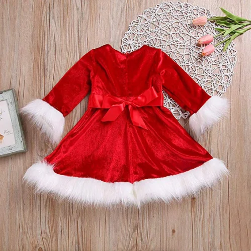 Gril Christmas Dress Kid Newborn Baby Girls Red Princess Velvet Plush Party Xmas For New Year Dresses | Детская одежда и обувь