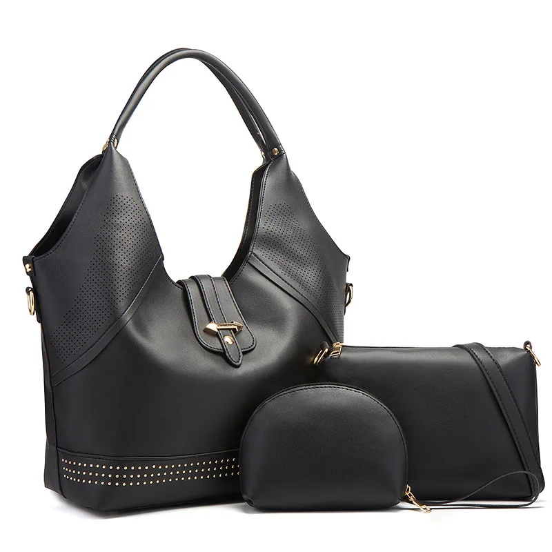 

Women's Bag 3 Pcs Set Fashion PU Leather Ladies Handbag Messenger Shoulder Bag Wallet Bags Retro Designer Crossbody Tote Bags