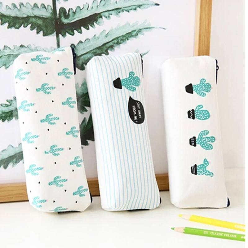 1 шт. чехол для карандаша Холщовый пенал С КАКТУСОМ милые школьные принадлежности