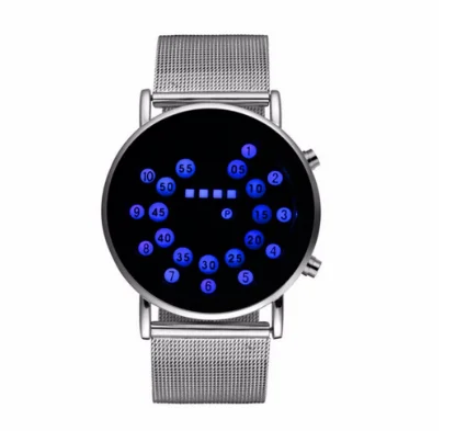 Случайная Мода Binary Horloge Mannen часы Мужские Цифровые Часы светодиодный часы из нержавеющей стали уникальные бинарные часы - Цвет: blue