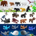 Совместим с блокировкой животных Чайка Тигр Медведь акула паук фотомодель строительные блоки игрушки для детей игрушки животные