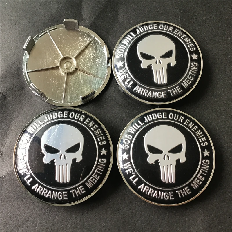 4 шт. 68 мм Череп Каратель Центральная втулка колеса автомобиля Кепки эмблемы