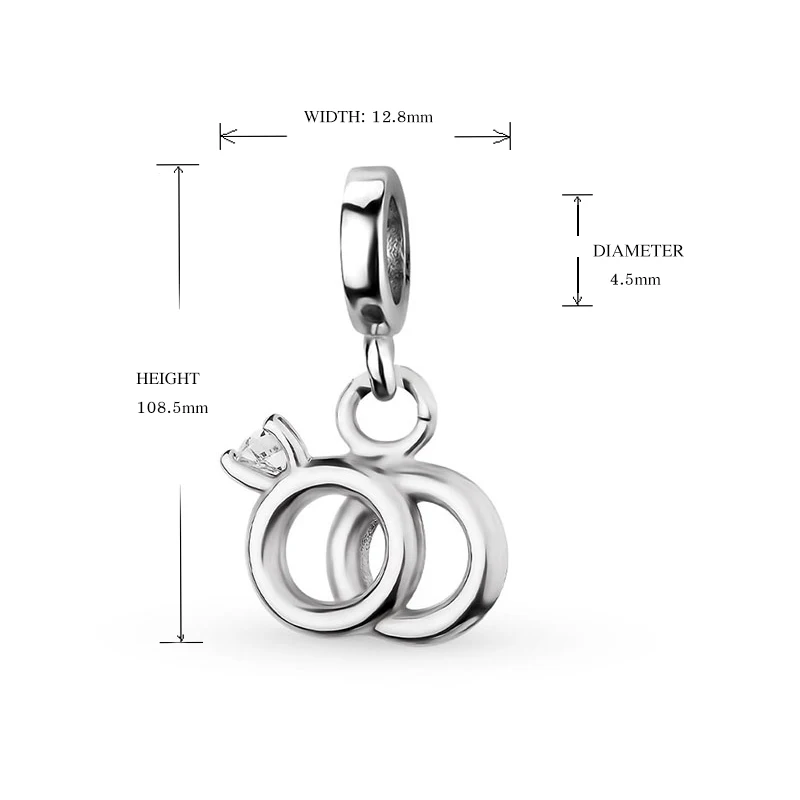 Романтический Реальный 925 стерлингового серебра Подвески обручальное кольцо из