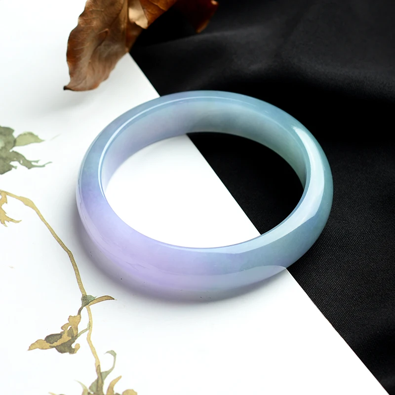 

Send Certificate Pure Myanmar Jade A Grade 53mm-62mm Purple Two-tone Bracelet Elegant Bracelet Best Gift