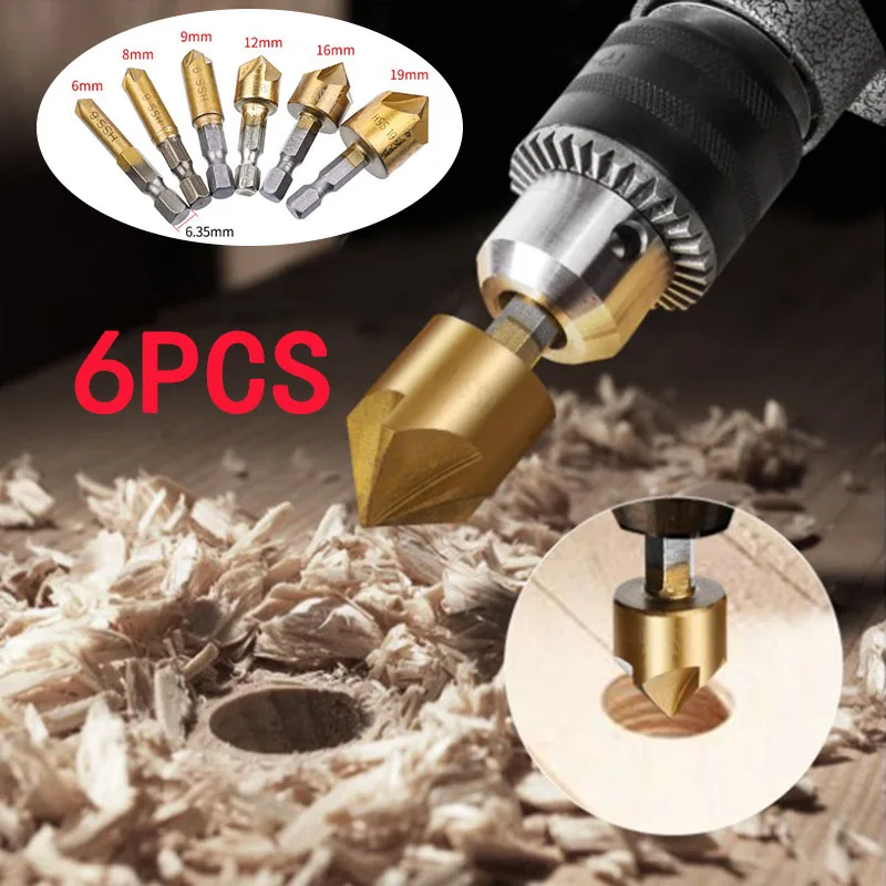 Шестигранная ручка с титановым покрытием 6 шт. пять профилирование кромок нож