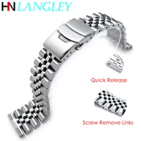 quick release remove links screw design stainless steel watch band premium solid buckle 20mm 22mm 24mm bull ring watch strap