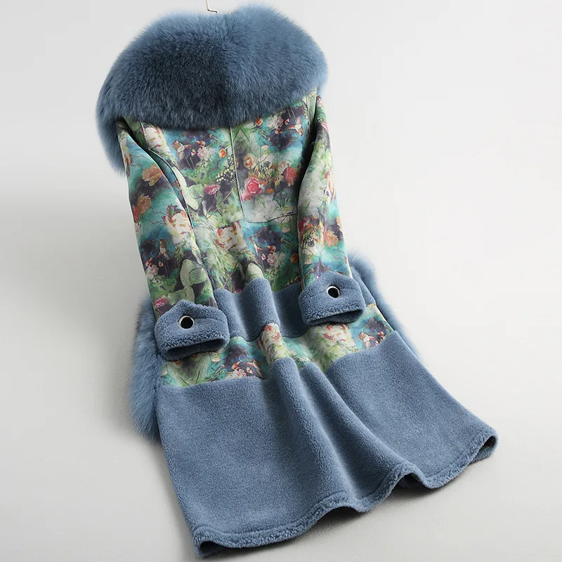 Модная Меховая Шуба с лисьим мехом новая шерстяная шуба женская из натурального