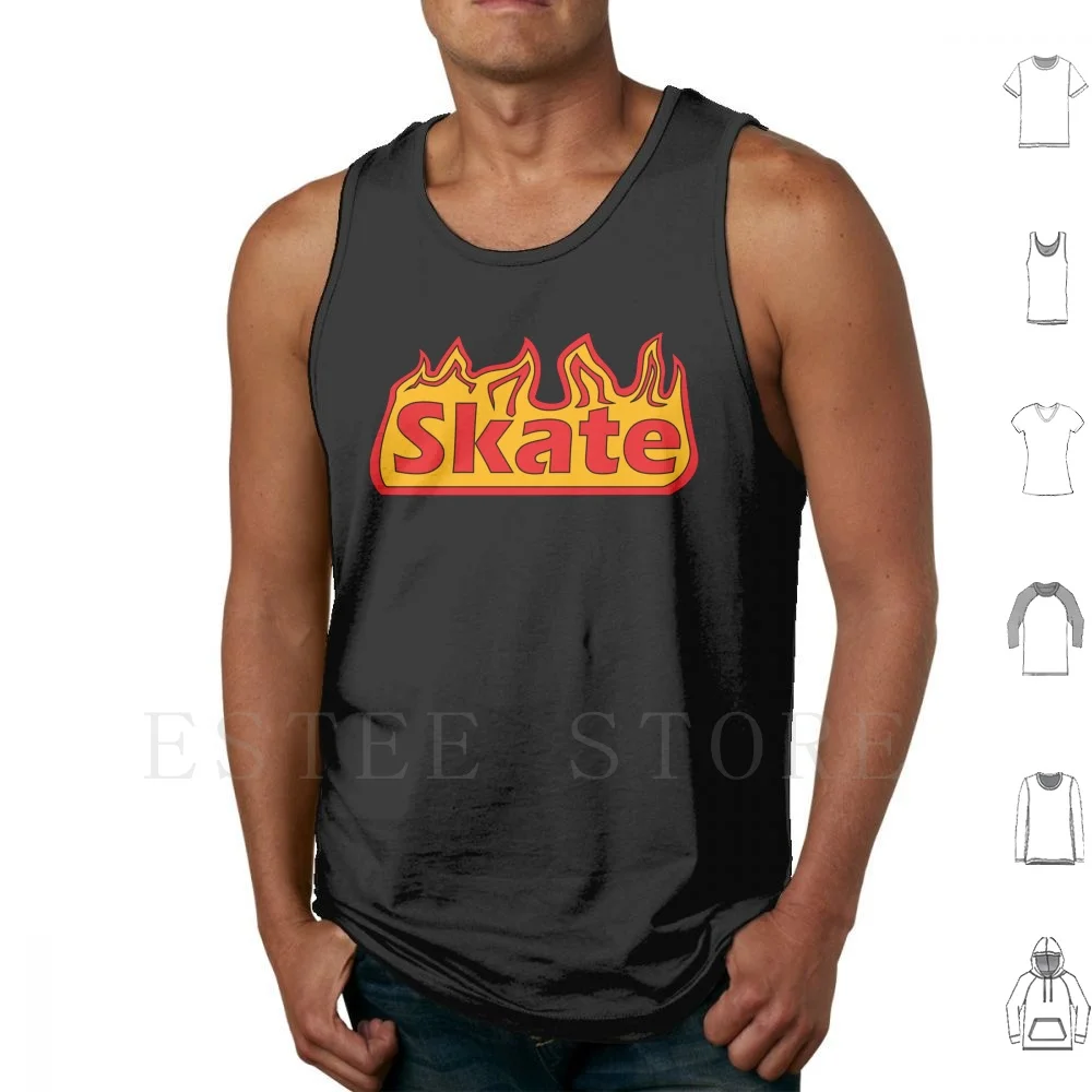 Skate Fire Tank Tops Vest Cotton Skateboard Skate Skate And Fire Fire Flame Skater Blaze Skateboarding Sb Logo Pro Skater 80s