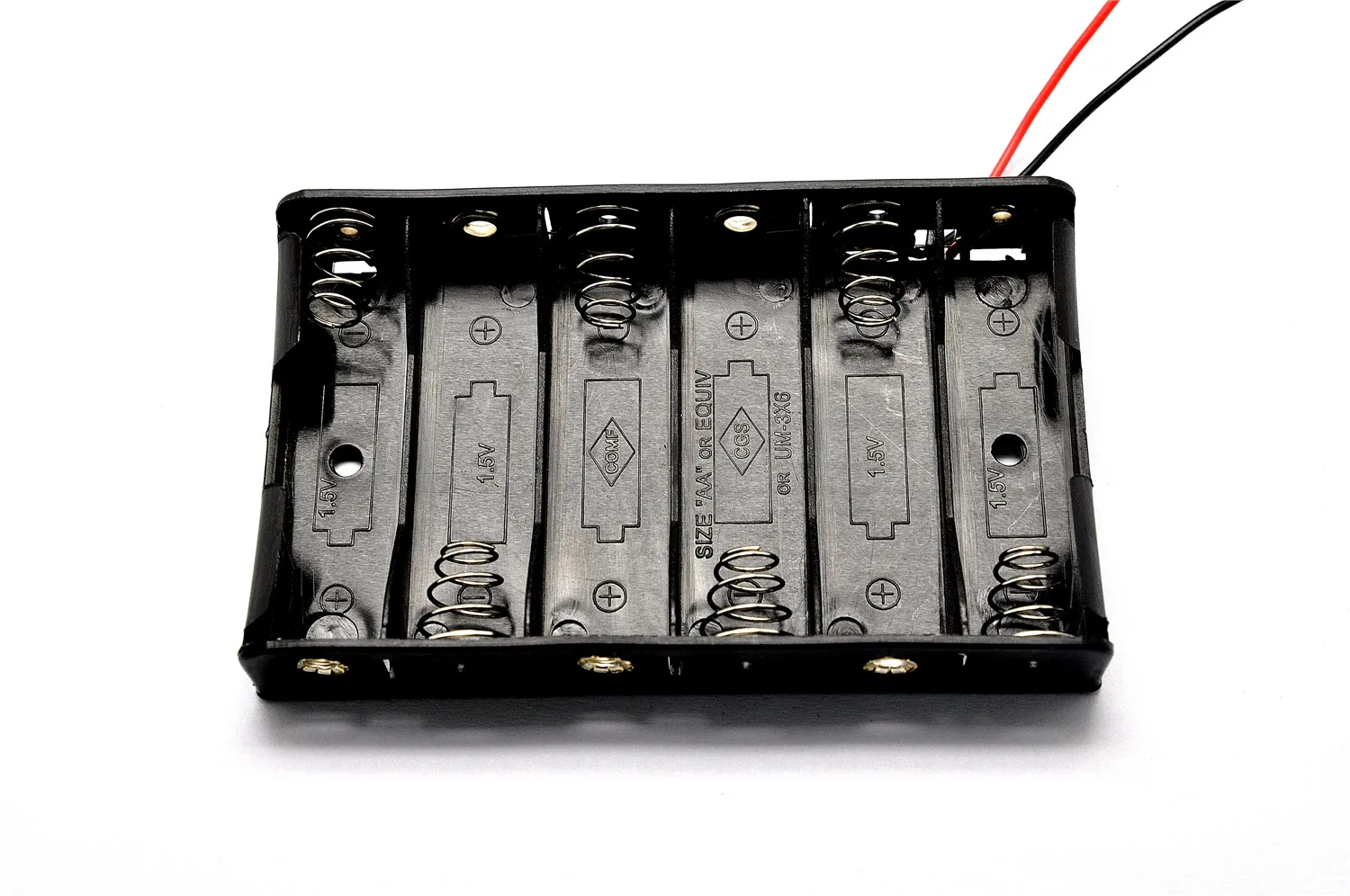 

300pcs/lot MasterFire 6 X 1.5V AA 2A CELL Battery Holder Storage Box standard 9V Batteries Plastic Case Shell with Wire Leads