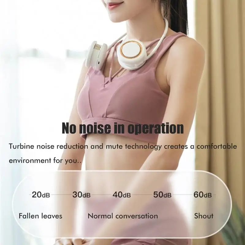

Hands Free Neck Fan Leafless Fan Portable Durable Lazy Hanging Neck Fan for Travel Camping
