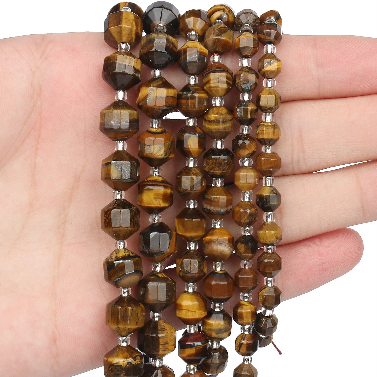 

Бусины из натурального камня в форме оливкового желтого тигрового глаза, незакрепленные бусины-разделители для браслетов, ожерелий, «сдела...