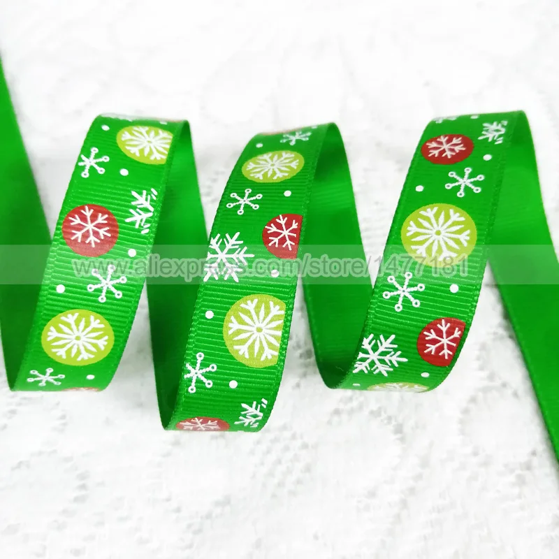 (10 м) 9 мм 16 25 изумрудно-Красная рождественская лента из поплина с принтом снежинки