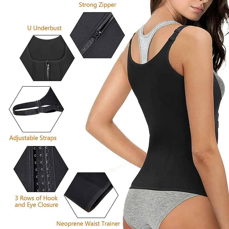 best tummy control shapewear uk Women Waist Trainer Corset Zipper Vest Body Shaper Cincher Shapewear Slimming Belt Sports Girdle Neoprene Sauna Tank Top best shapewear for tummy and waist