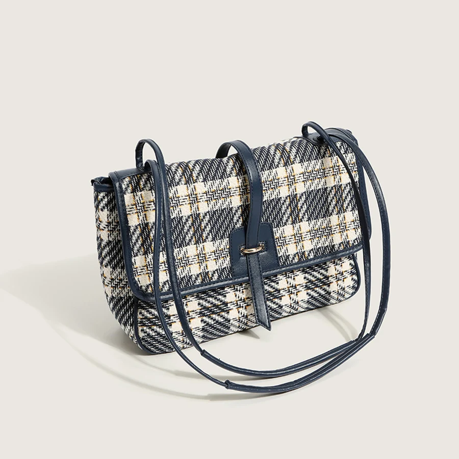 

Korean Fashion Plaid Shoulder Bags for Women Street Ladies Shopper Bag Canvas Cover Female Purses and Handbag Desginer Winter