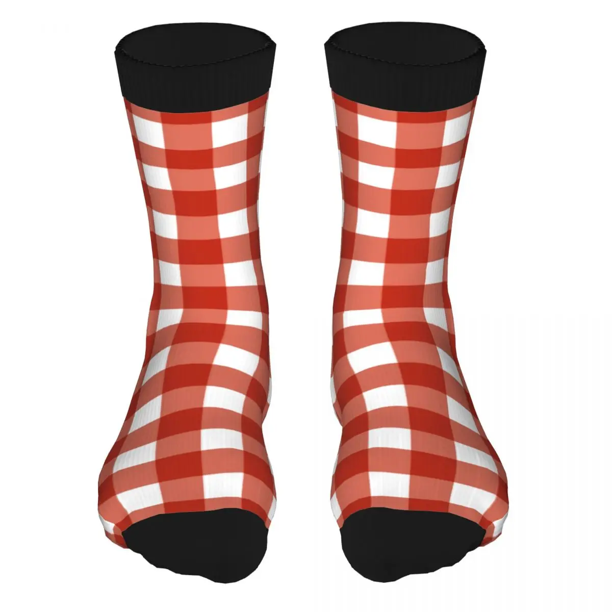 

For Men Gingham Red And White Plaid Thick Contrast Color Socks 90% Polyester Clothing Winter Middle Tube Socks Graphic Socks