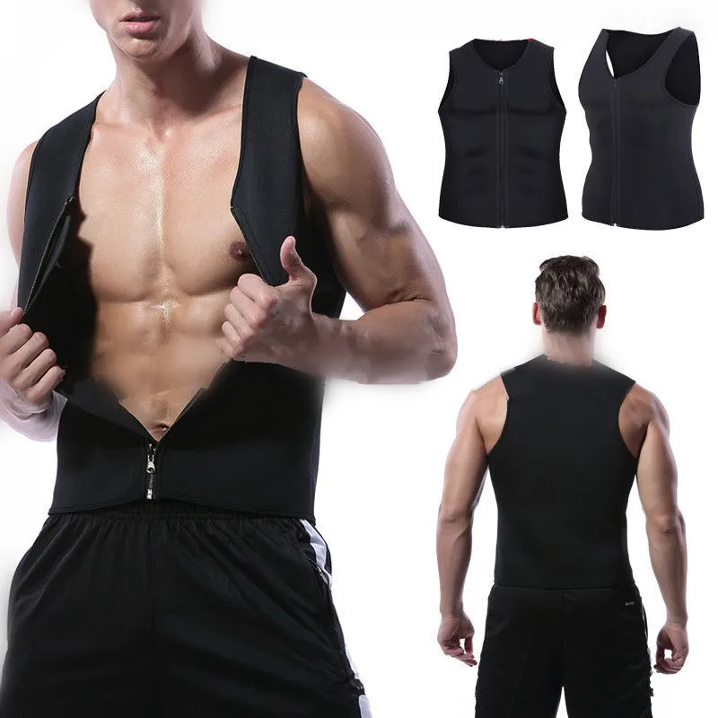 

3 Colors Sauna Sweating Shapewear Neoprene Vest Zipper Waist Trainer Slimming Abdomen Weight Loss Fat Burning Black Body Shaper