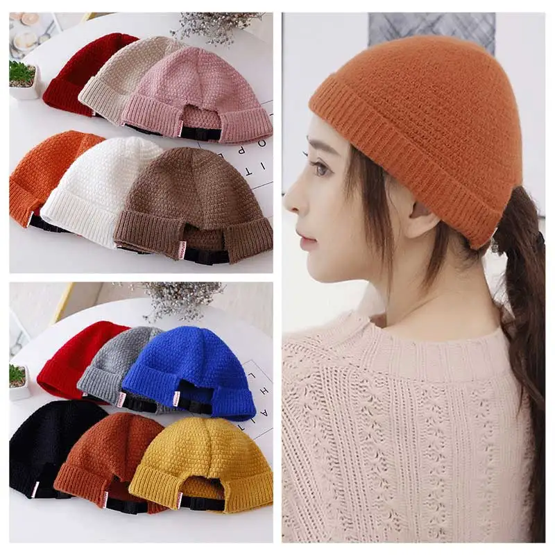 

New Knitted Hats Autumn Winter Hats for Women Knit Cuffed Melon Beanie Cap Fashion Street Hip-Hop Cap Korean Warm Yuppie Bonnet